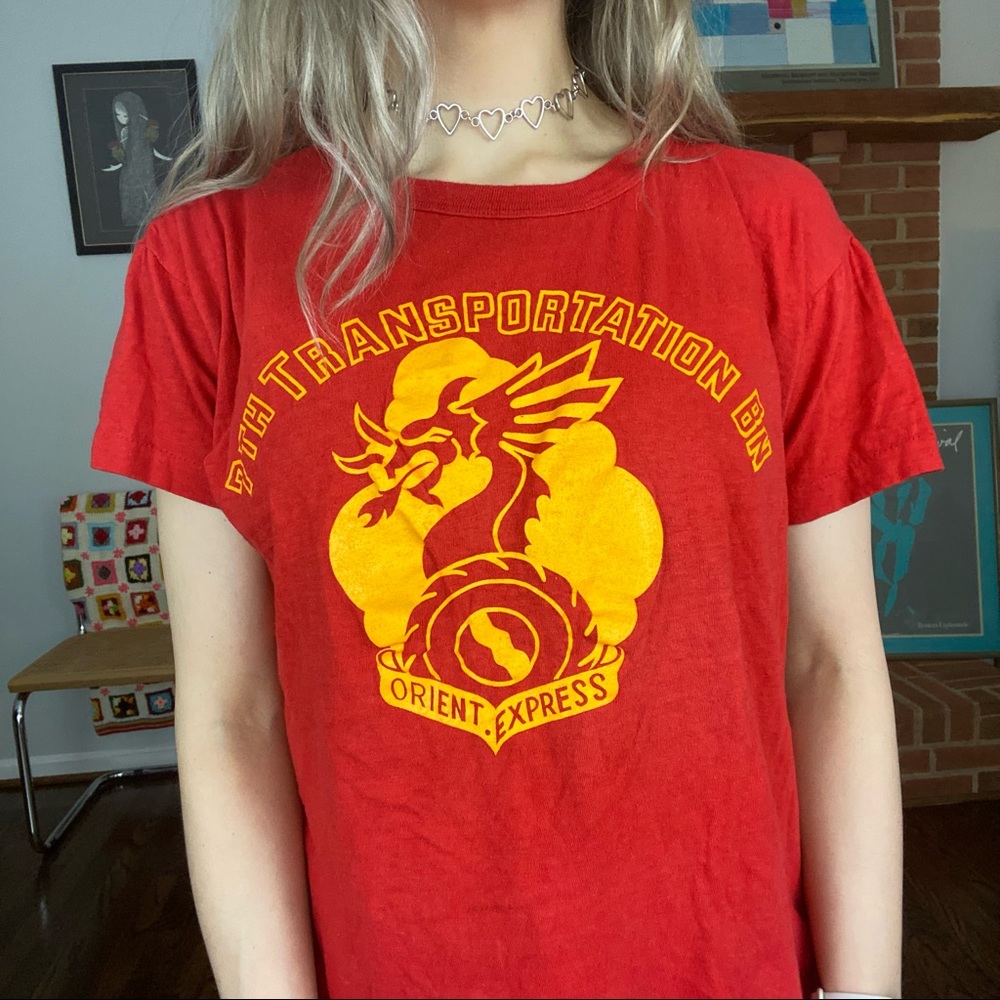 Vintage 70s 7th Transportation Battalion Orient Express Dragon Single St…